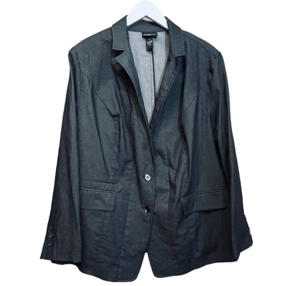 Lane Bryant Plus Size 26 Blazer Black Stretch Denim Womens Jacket - Picture 1 of 8